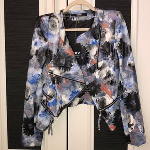 Floral leather jacket- never worn with tags